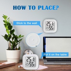 Mini digital thermometer, for measuring humidity and temperature (blue)