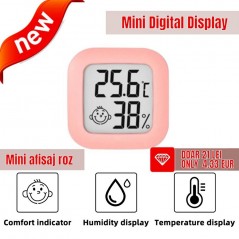Mini digital thermometer, for measuring humidity and temperature (blue)