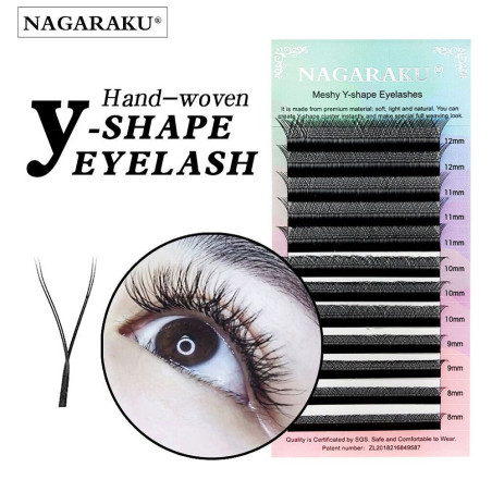 2D YY Nagaraku, black, Premade Eyelash Extensions