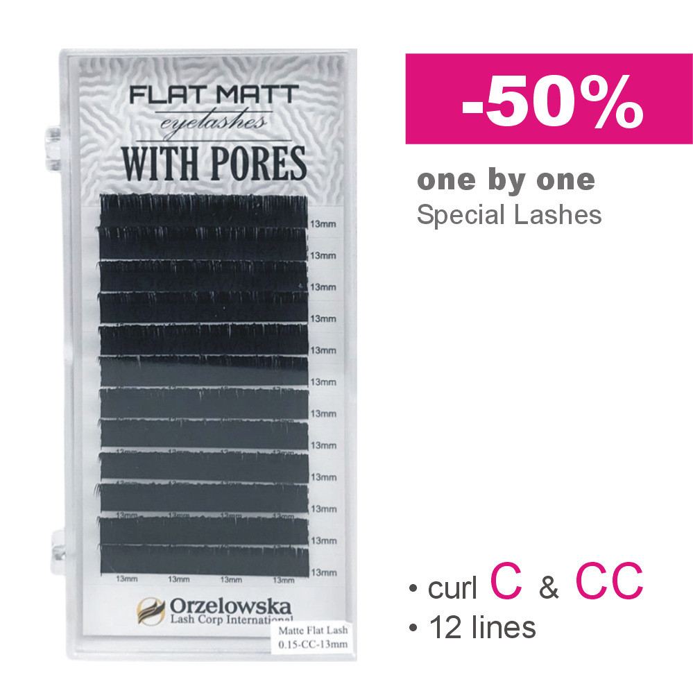 SALE - Flat Matt 12 lines, with pores, special lashes for 1D application