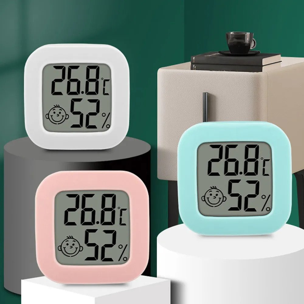Mini digital thermometer, for measuring humidity and temperature (blue)
