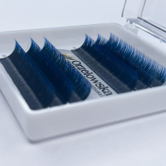 0.07 Easy Fan lashes, mix 11-13, Volume, Blossom flower Ombre - Blue