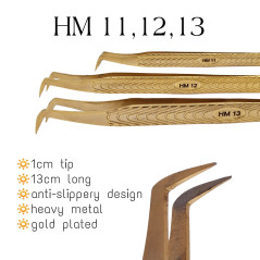 Tweezers HM, for beginners, Anti-Slipp, heavy metal, gold