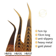 Tweezers HM, for beginners, Anti-Slipp, heavy metal, gold