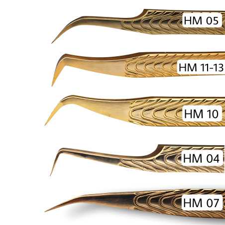 Tweezers HM, for beginners, Anti-Slipp, heavy metal, gold