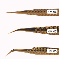 Tweezers HM, for beginners, Anti-Slipp, heavy metal, gold