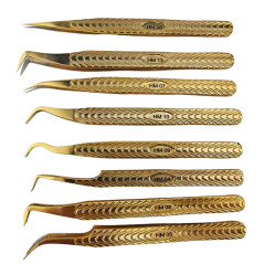 Tweezers HM, for beginners, Anti-Slipp, heavy metal, gold