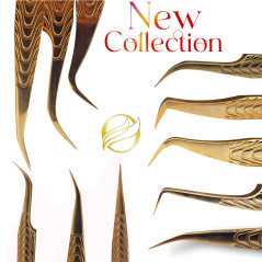 Tweezers HM, for beginners, Anti-Slipp, heavy metal, gold