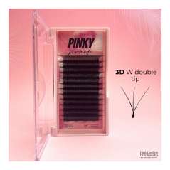 3D W double tips PINKY, Curl D pre-made eyelash extensions, quick volume