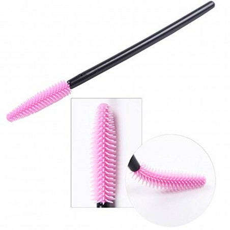 White Silicone Mascara Wand for brushing the eyelash extensions- 50 pcs (light pink & transparent))