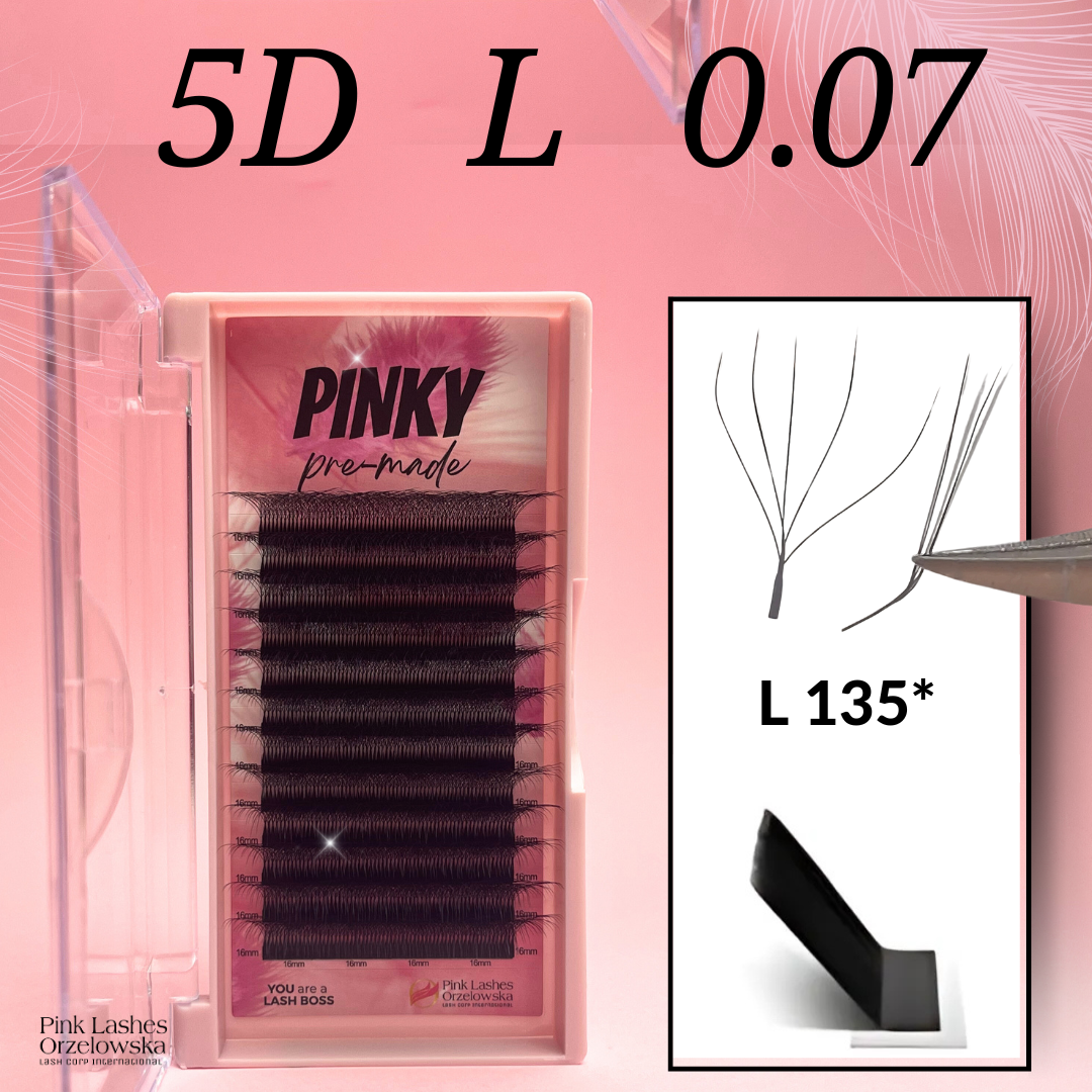 5D W Curl L PINKY premade - eyelash extensions, quick volume