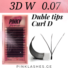 3D W double tips PINKY, Curl D pre-made eyelash extensions, quick volume